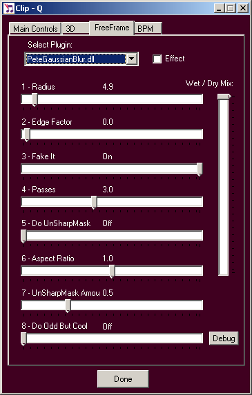 VJamm FreeFrame Controls